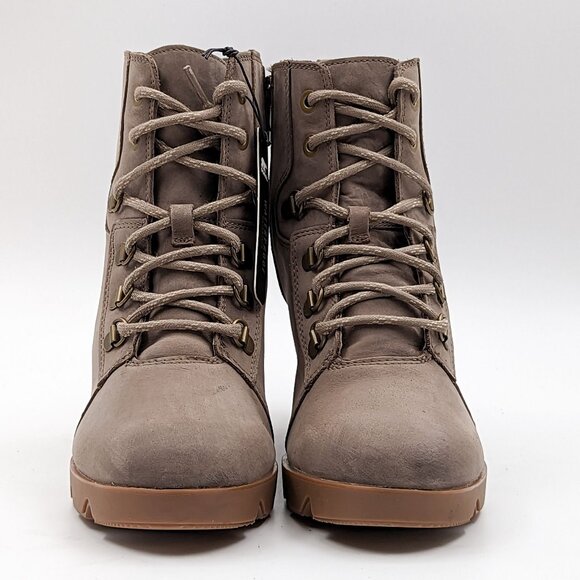 Sorel Joan Uptown Wedge Boots Khaki Waterproof Suede Size 9.5 - Picture 2 of 7